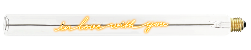 LED Tube mit Schriftzug IN LOVE WITH YOU Glas Gelb E27 2,5W 2200K 67lm 45x4x4cm  LED Tube mit Schriftzug IN LOVE WITH YOU Glas Gelb E27 2,5W 2200K 67lm 45x4x4cm