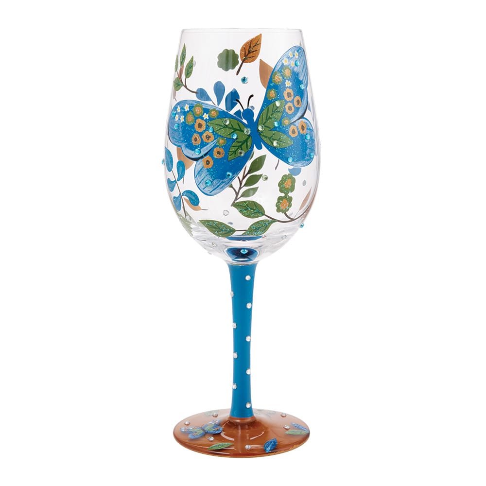 Weinglas GARDEN BUTTERFLY by Lolita handbemalt Unikat 444ml 8,5x8,5x22,5cm