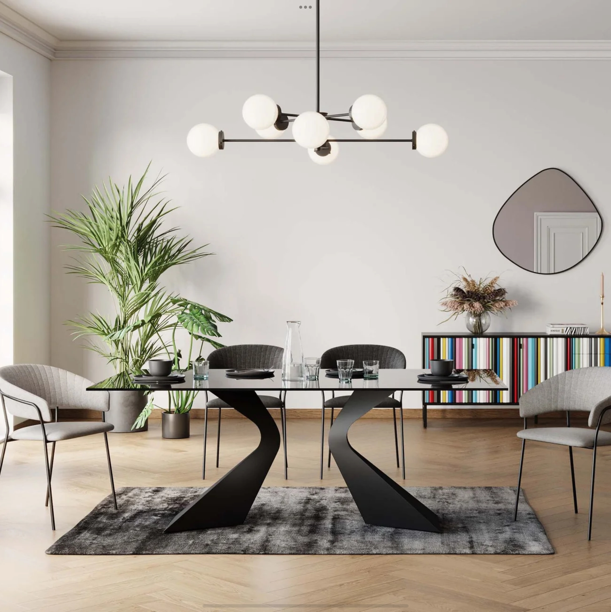 IMG_0299 Tisch GLORIA Glas Stahl Schwarz 200x100x75cm