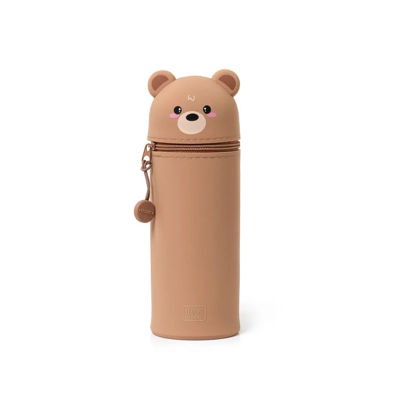 2-in-1-Federmäppchen aus Silikon - Kawaii - Teddybär