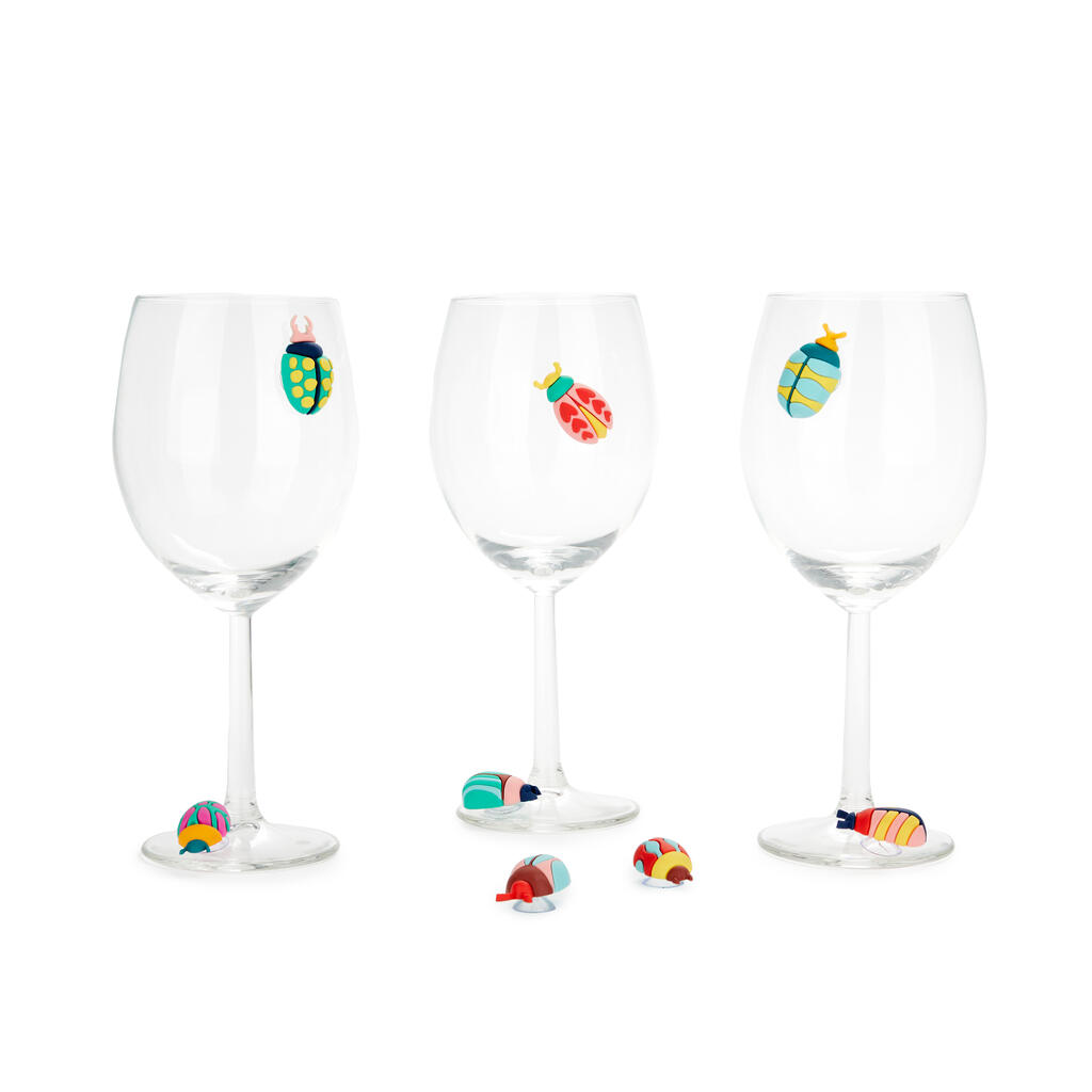 2-in-1 Glasmarker & Accessoires 8er-Set THE BEETLES Saugnapf 1,8x3x8cm