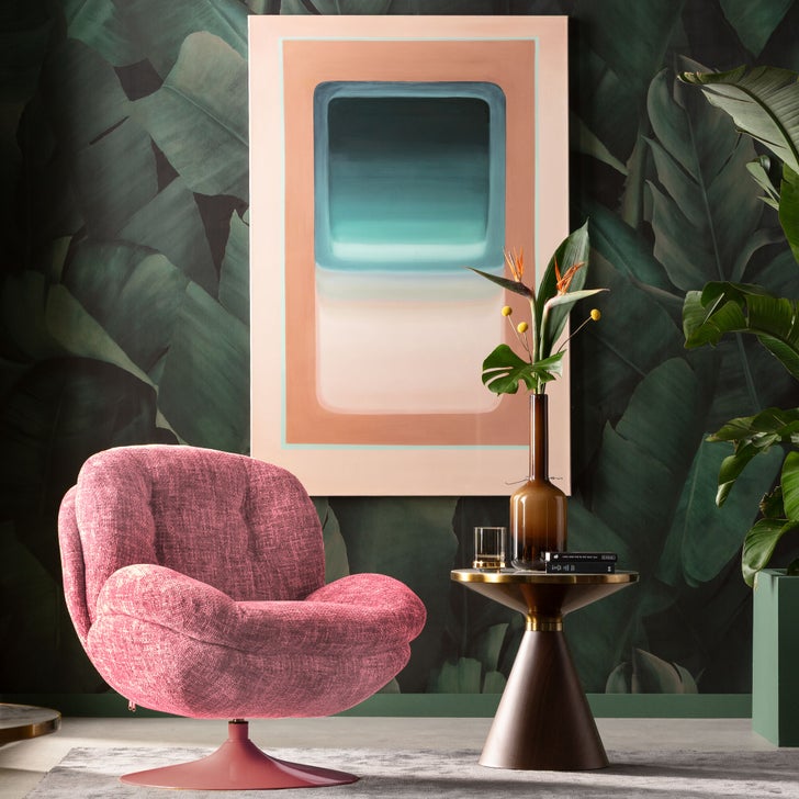 Sessel COSY Strukturstoff Stahl Pink drehbar 89x84x86cm