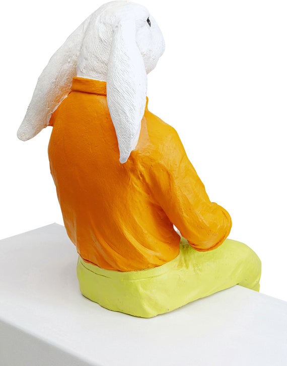 Dekofigur RABBIT BOY Polyresin Weiß Gelb 45x26x68cm