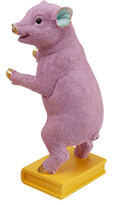 KARE-56708-master-b-700x700 Deko Buchstütze PIG PARTY Polyresin Pink Gelb handgearbeitet Unikat 15x12,8x29,5cm