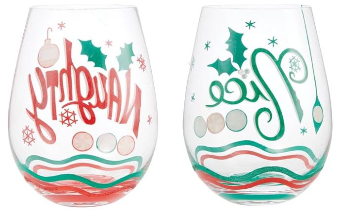 Weinglas-Set NAUGHTY AND NICE by Lolita handbemalt Unikat 10x12,8x10cm