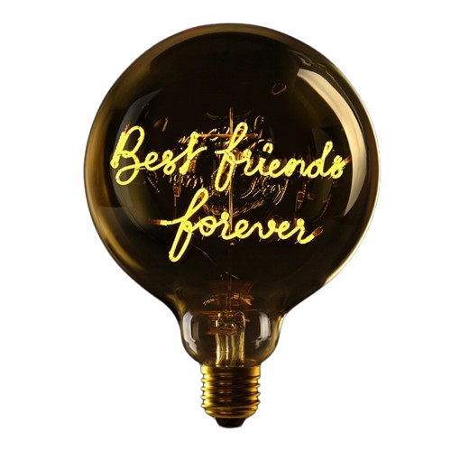best_friends-removebg-preview LED Globebirne mit Schriftzug BEST FRIENDS FOREVER G125 E27 2W 2200K 90lm 12,5x12,5x17,2cm