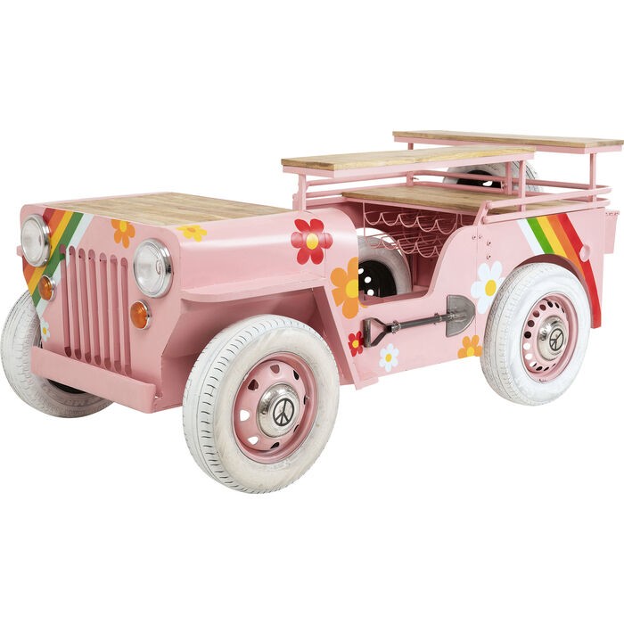 Bar Flower Power Car Stahl lackiert Mango Massivholz  104x241x123cm 