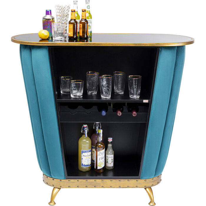 KARE-83901-master-c-700x700 Bar Hausbar AFTER WORK Glas Edelstahl Eukalyptus Petrol Gold 48x120x106cm