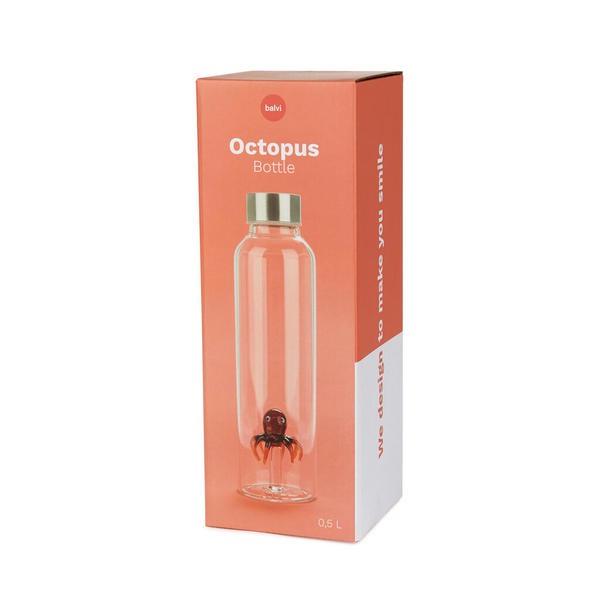 Flasche ATLANTIS OCTOPUS Glas 500ml 6,5x6,5x23cm