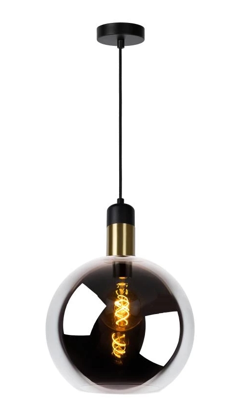 julius-gross Hängeleuchte JULIUS Rauchglas Grau Gold E27 40x40x130cm