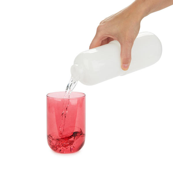 Flasche mit Glas WATER PILL Weiß/Rosa Glas 550ml 7x7x19,8cm