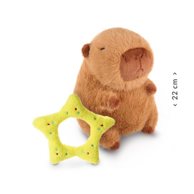 Capybara Plüsch Weihnachtsmotiv Stern und Baum Polyester 22x21,5x20cm