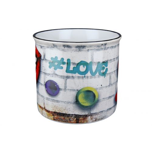 Tasse STREET ART LOVE Keramik Graffitimotiv Emaille-Design 390ml 9,8x13,2x9cm