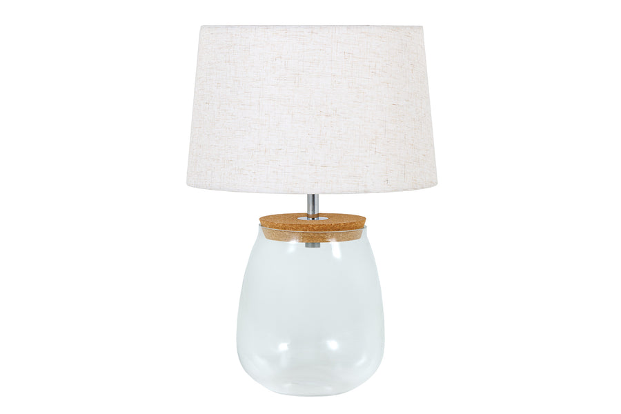Befüllbare Tischlampe CLASSICO Glas Leinenschirm E27 40x40x58cm Befüllbare Tischlampe CLASSICO Glas Leinenschirm E27 40x40x58cm
