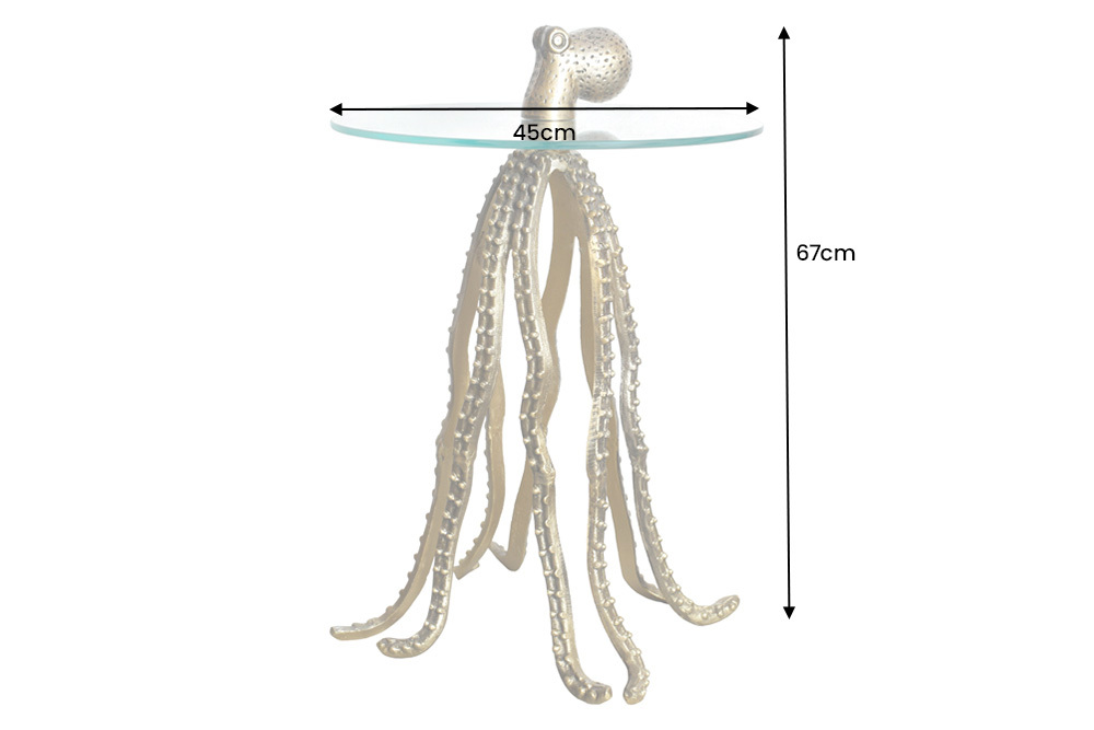 110ZAnNBVwGe8qS Beistelltisch WILDLIFE OCTOPUS Metall Glas Messing Handarbeit 45x45x67cm