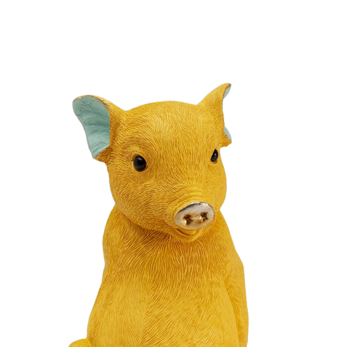 KARE-56708-detail-b-700x700-removebg-preview Deko Buchstütze PIG PARTY Polyresin Pink Gelb handgearbeitet Unikat 15x12,8x29,5cm