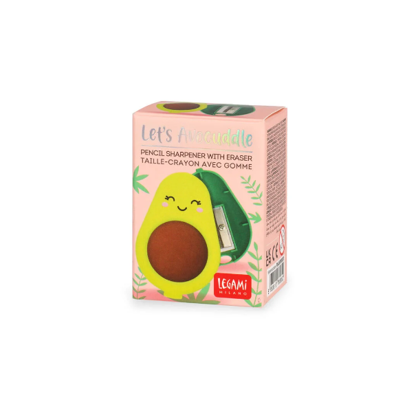 4BMGbUGhYzTRmN Anspitzer mit Radiergummi und Behälter - Let's Avocuddle Avocado