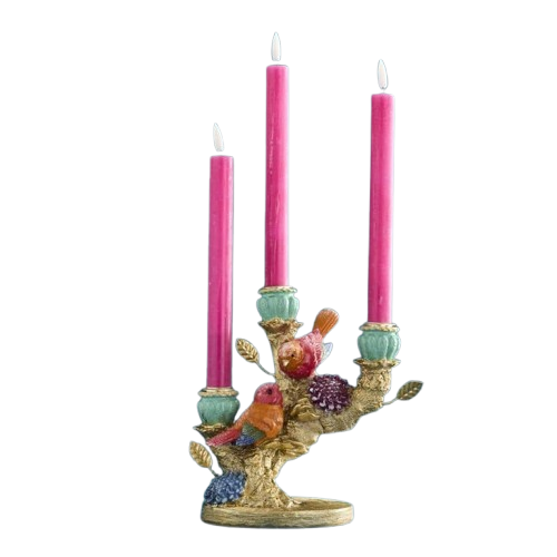 Kerzenleuchter VÖGELCHEN Polyresin mehrfarbig 22x12x20cm