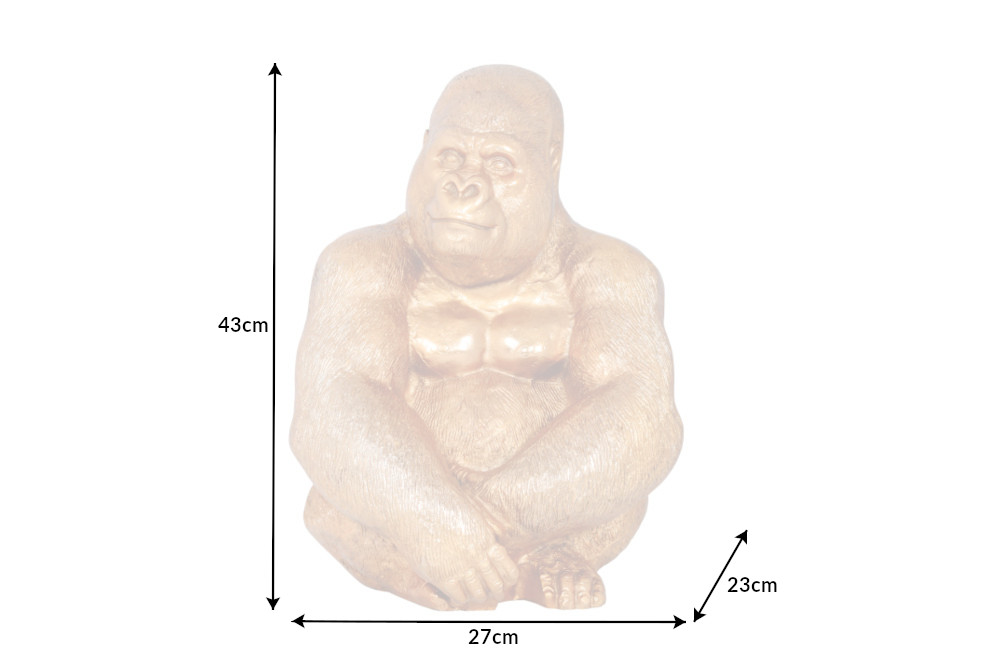 Dekofigur GORILLA KONG Gold 27x43x23cm
