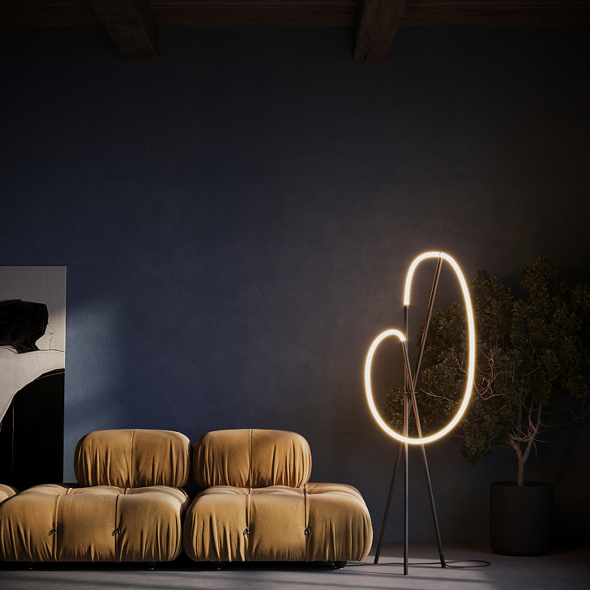 Stehleuchte CROCHET Schwarz Weiß Aluminium 45x45x162cm 