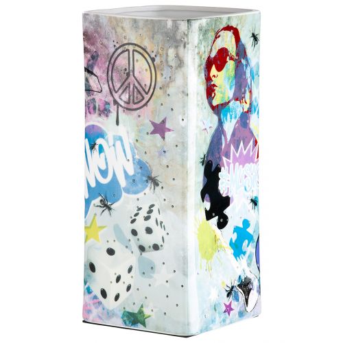 32049_2 Tischleuchte STREET ART Porzellan Mehrfarbig E14 Graffiti 12,5x12,5x28cm