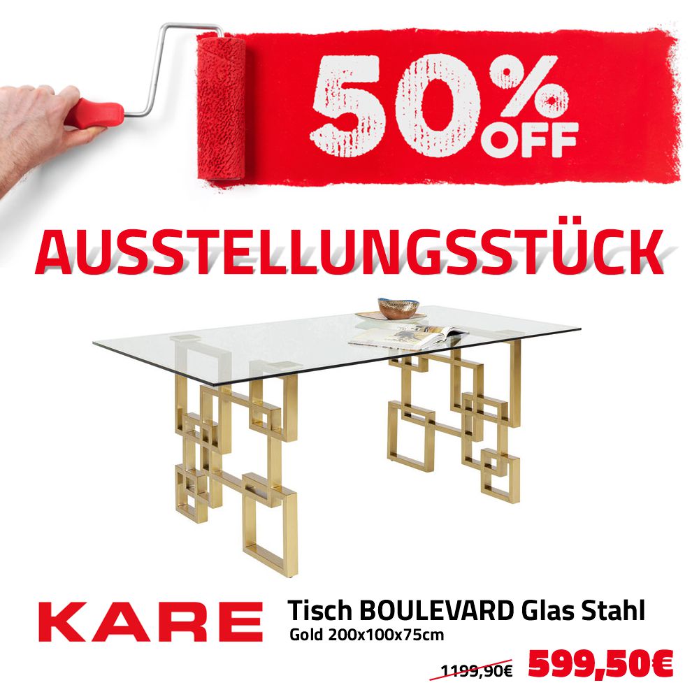 Tisch BOULEVARD ESG-Sicherheitsglas Gold 75x100x200cm *Ausstellungsstück*