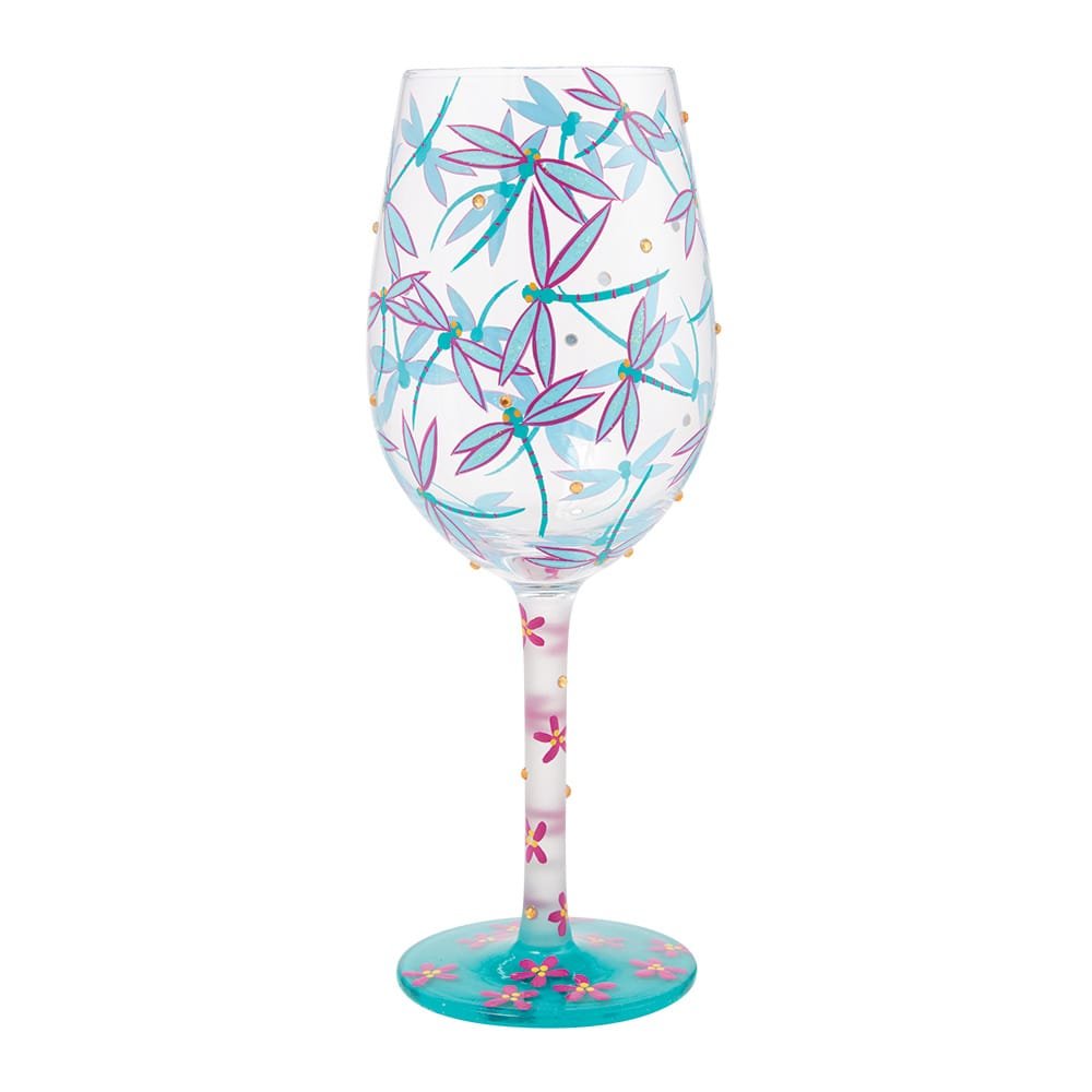 Weinglas DANCE OF DRAGONFLIES by Lolita handbemalt Unikat 444ml 8,5x8,5x22,5cm