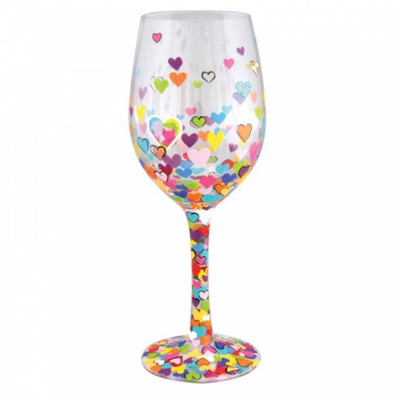 Weinglas HEARTS-A-MILLION by Lolita handbemalt Unikat 444ml  8,5x8,5x22,5cm
