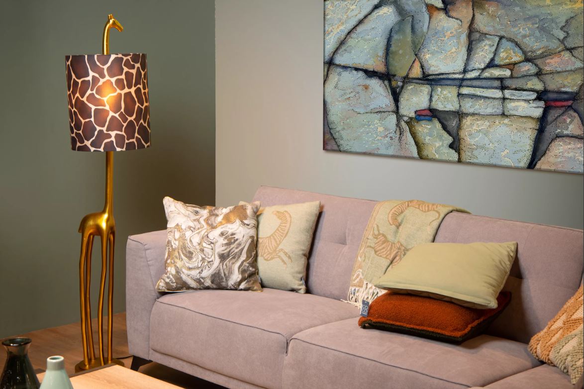 61581 Stehleuchte EXTRAVAGANZA MISS TALL Kunststoff Textil Gold Braun 31,5x31,5x160cm