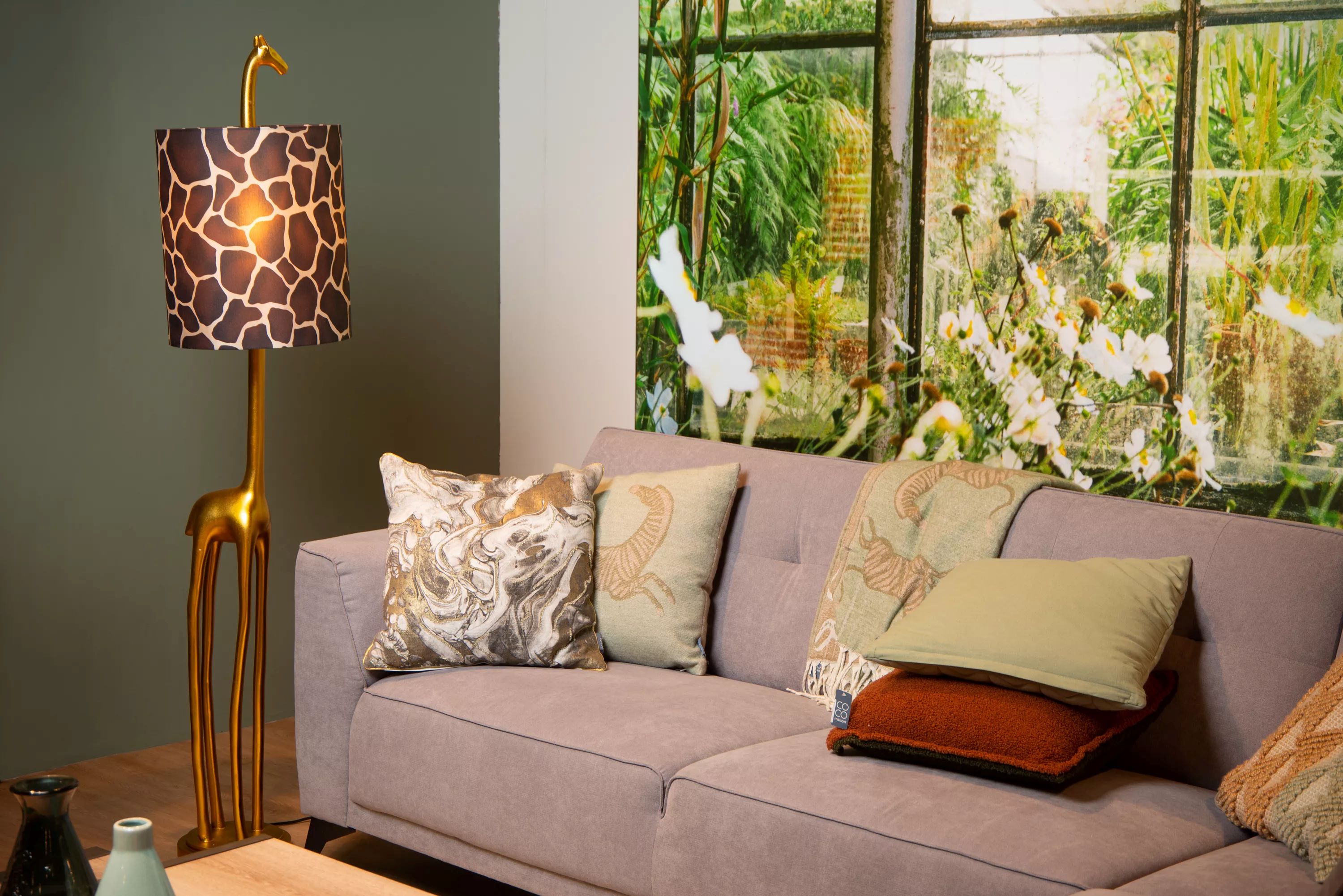 10706-81-02-sf1 Stehleuchte EXTRAVAGANZA MISS TALL Kunststoff Textil Gold Braun 31,5x31,5x160cm
