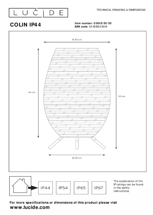 9I62tFKXbrZLUP Akku-Tischlampe COLIN Outdoor IP44 Warmweiß 3000K 3-StepDim 30x30x50cm
