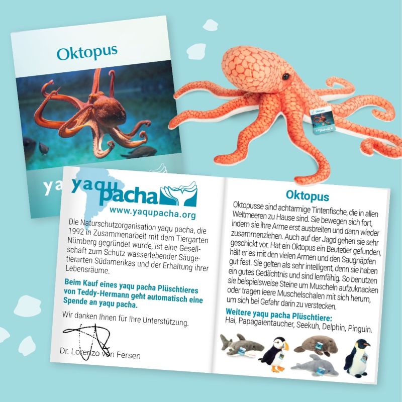 Oktopus orange handgefertigt 10x36x36cm