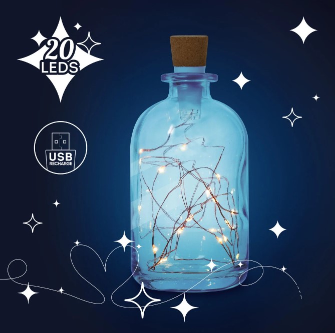 2aUvNElVReHNJJ Flaschen-Lichterkette - Bottle Lights 20 LEDs USB