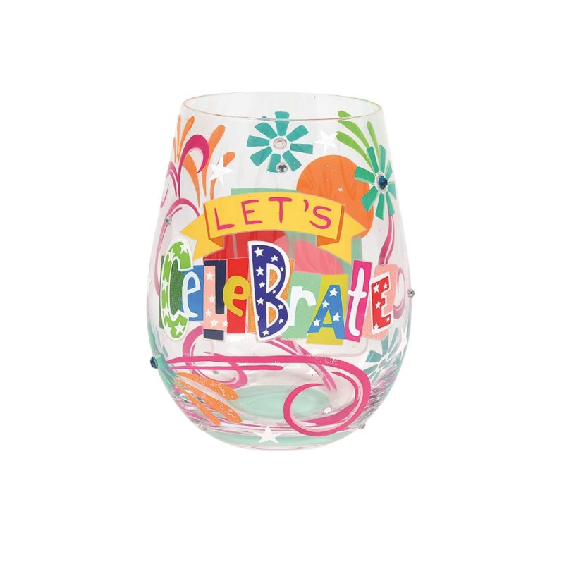 Weinglas LET'S CELEBRATE  by Lolita handbemalt Unikat 592ml 9,5x9,5x12,5cm