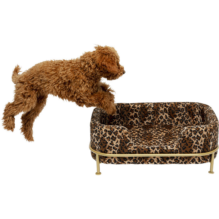 7YkUvOECCrt5TU Haustierbett DIVA Metall Samt Leo-Print Handgefertigt Waschbar 44x63x24,5cm