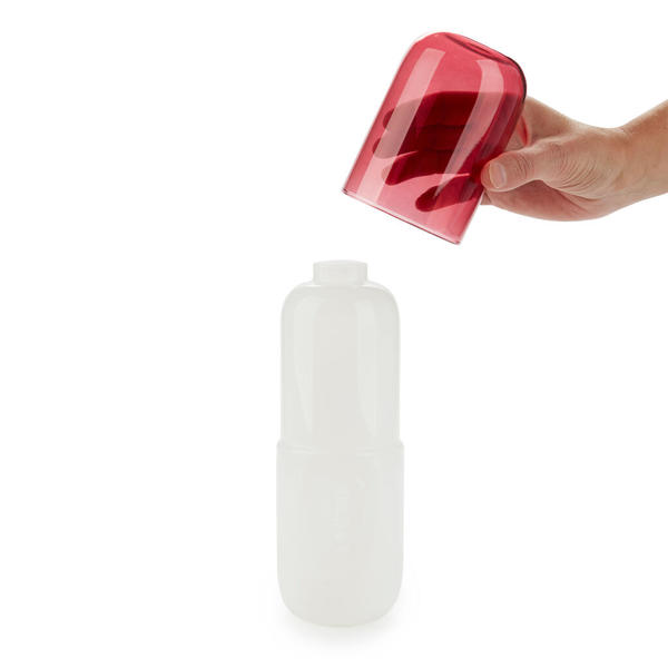 Flasche mit Glas WATER PILL Weiß/Rosa Glas 550ml 7x7x19,8cm