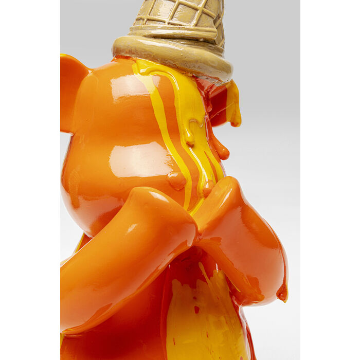 Dekofigur SITTING GELATO BEAR Orange handbemalt Unikat 37x18x16,5cm