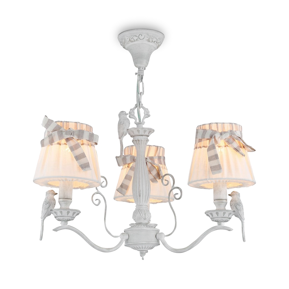 Kronleuchter BIRD ANTIK Metall Weiß E14 55x87x57cm