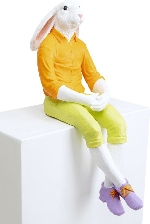 Dekofigur RABBIT BOY Polyresin Weiß Gelb 45x26x68cm