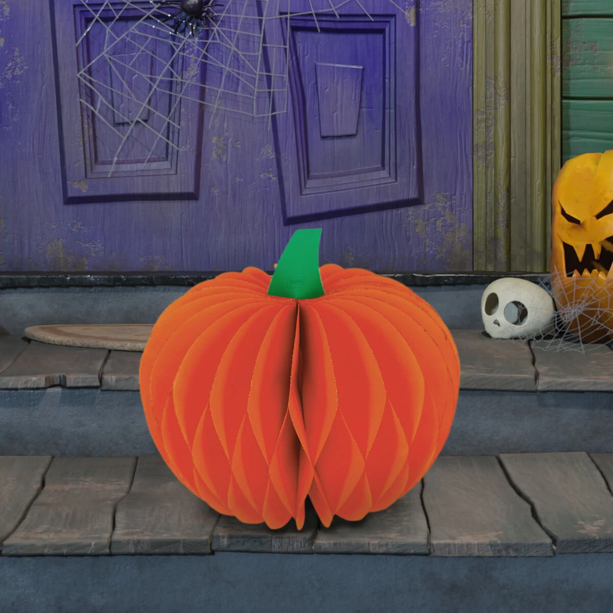 Faltbarer Halloween Kürbis orange WHAT A PUMPKIN! Papier 