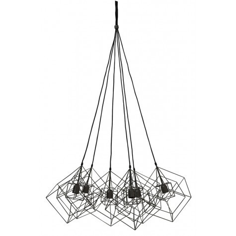 SetSize475475-3091312 Hängeleuchte KUBINKA Metall Mattschwarz 6xE27 25x25x26cm