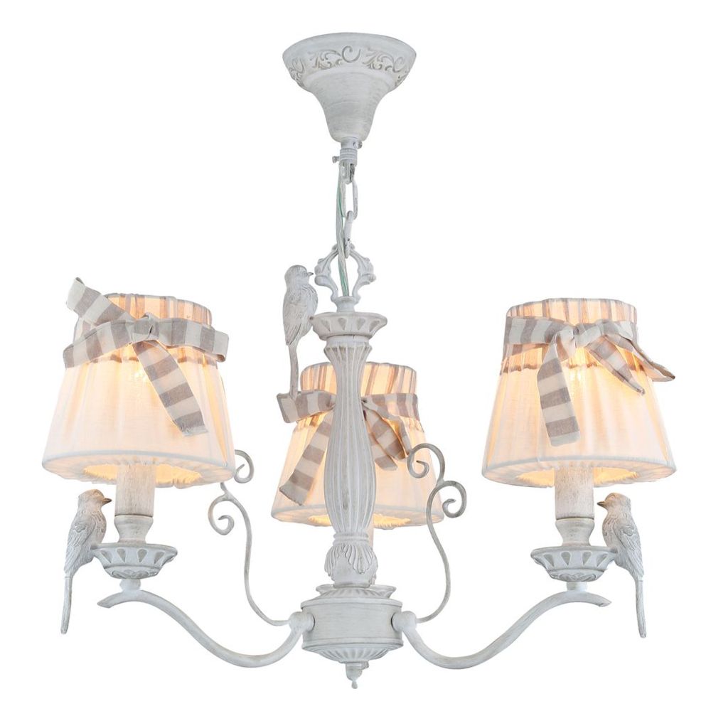 Kronleuchter BIRD ANTIK Metall Weiß E14 55x87x57cm