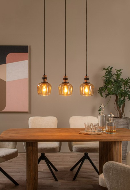 3e26akAxKgiC5l Pendelleuchte ILONA Glas 3xE27 dimmbar