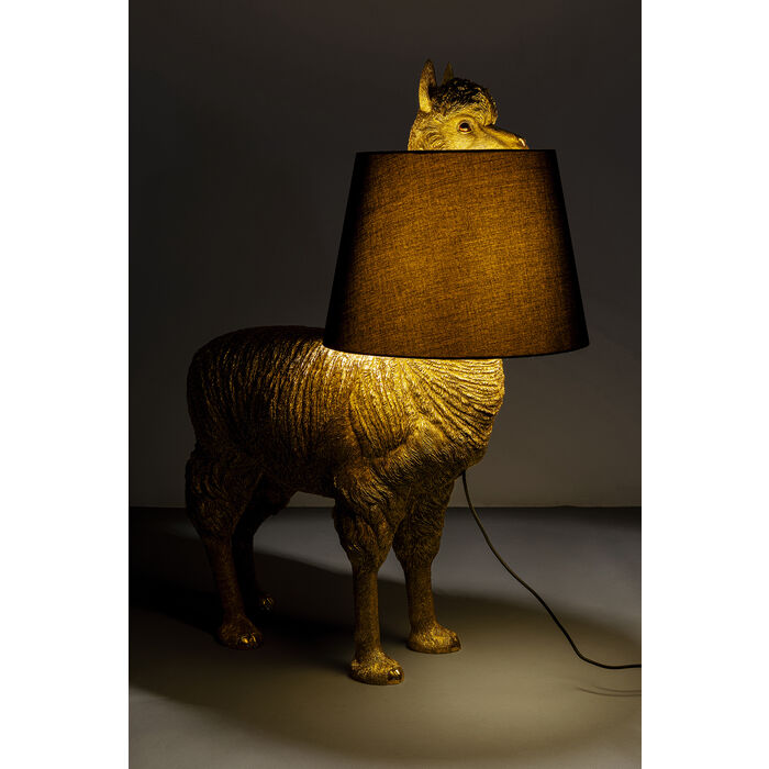 8LVylWFJSBcSHe Stehleuchte Alpaca E27 Gold Schwarz 107,5x81x45cm