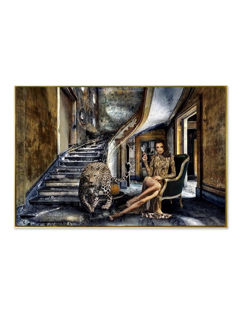 Glasbild DANGEROUS WOMAN inkl. Rahmen mit Reliefeffekt Strass 4x120x80cm