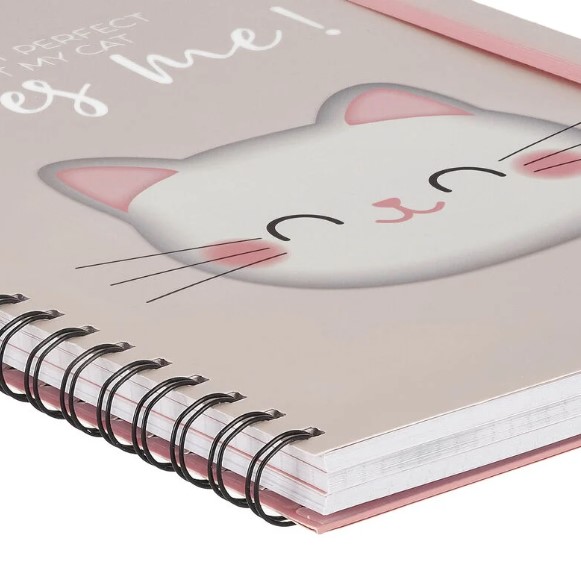 5fkteoC2ct1C8v 3-in-1 Notebook mit Spiralbindung - Maxi A4 - 22x29,5cm 204 Seiten Meow Kitty Katze