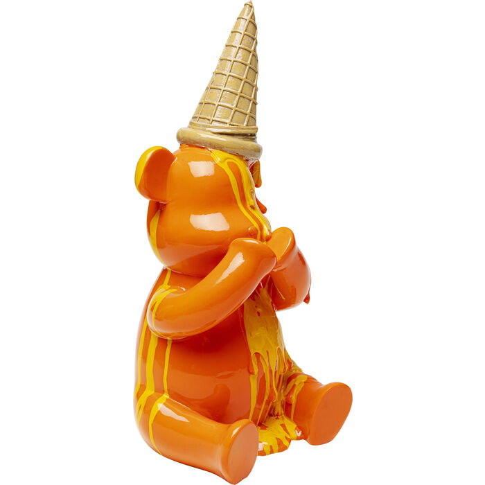 Dekofigur SITTING GELATO BEAR Orange handbemalt Unikat 37x18x16,5cm