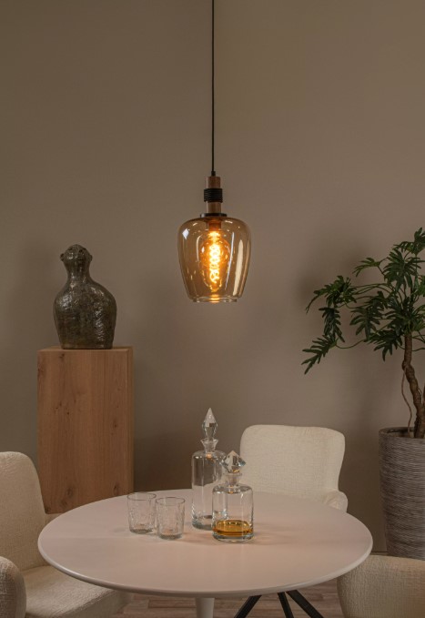 37Q8m9J1lZXNUn Pendelleuchte ILONA Glas 1xE27 dimmbar