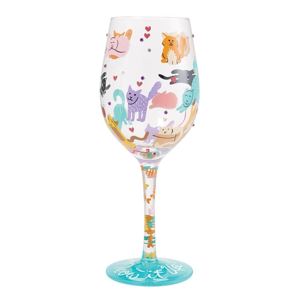 Weinglas MEOW IT UP by Lolita handbemalt Unikat 444ml 8,5x8,5x22,5cm
