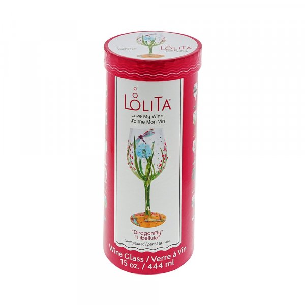 Weinglas DRAGONFLY Libelle by Lolita handbemalt Unikat 444ml  8,5x8,5x22,5cm